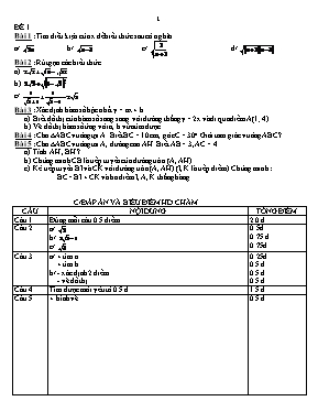 Bộ đề thi Toán 9 học kỳ I